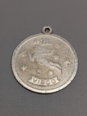 Vintage Sterling Silver Virgo Zodiac Pendant 1970s Astrology Charm